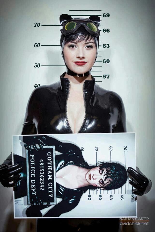 Gotham cat girl latex cosplay catsuit