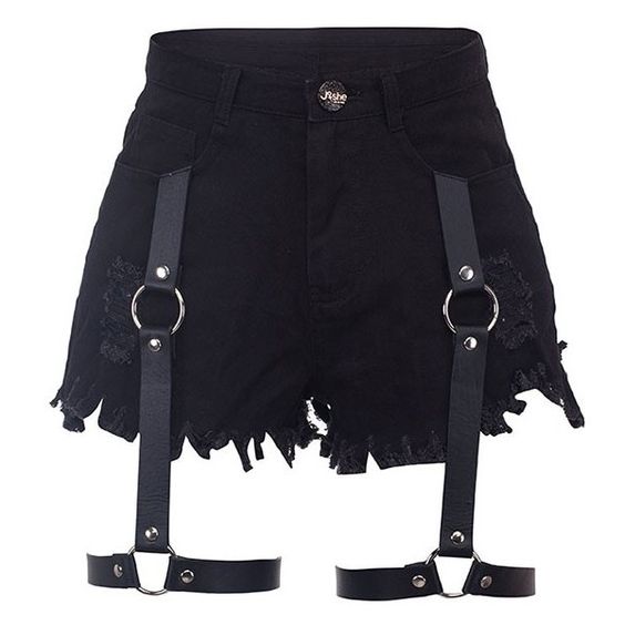 Cutoff shorts with leather garter