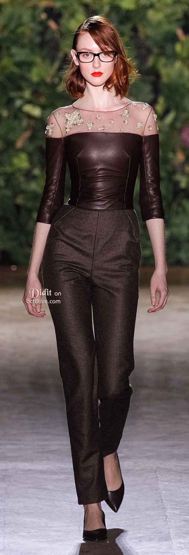 Seamed leather top with mesh