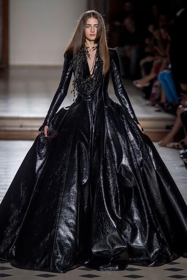 Massive black pleather ball gown