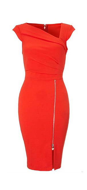 Orange dress with exposed zipper