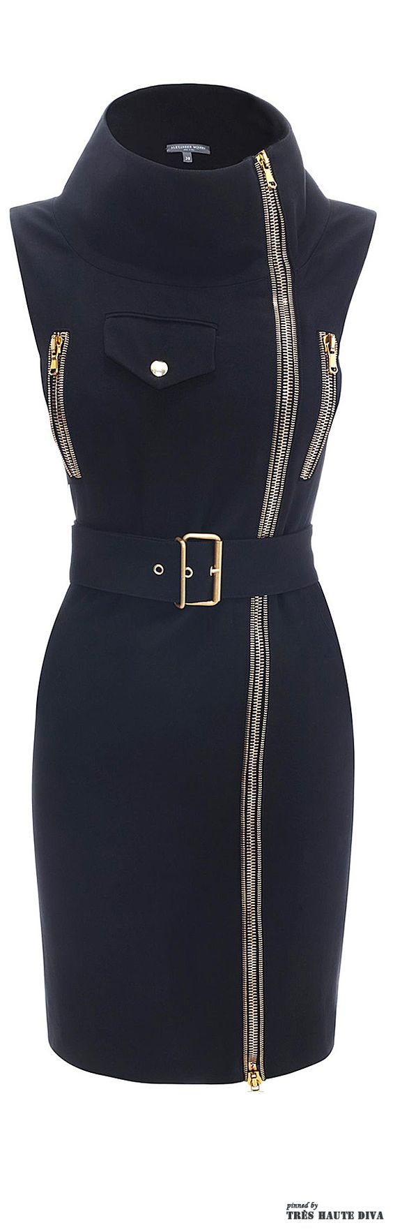 Military inspired dress with zippers