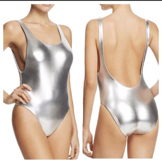 Metallic silver spandex for swimwear