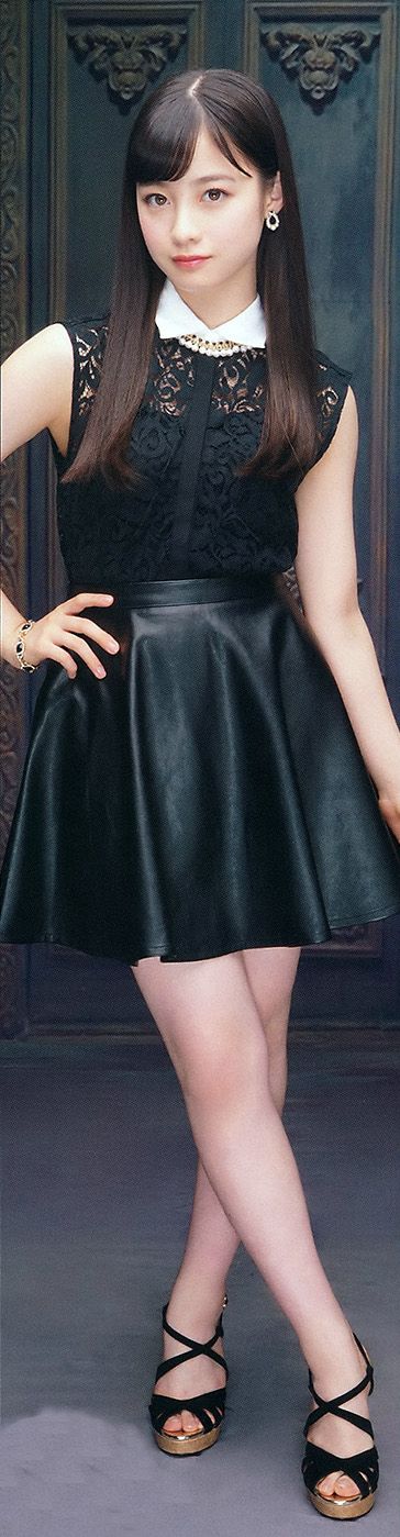Mid length leather flare skirt