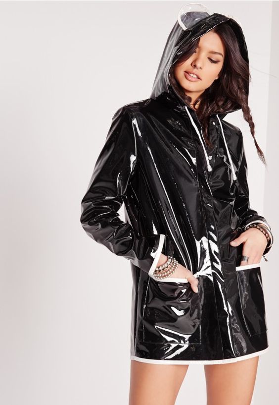 Patent vinyl raincoat