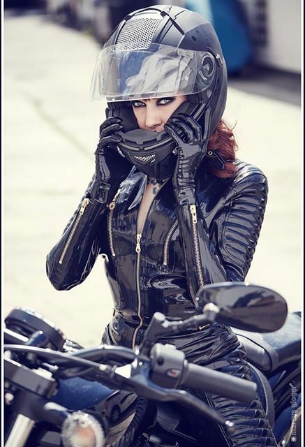 Patent vinyl motorcycle suit