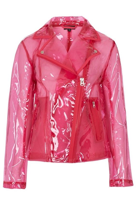 Pink vinyl moto jacket