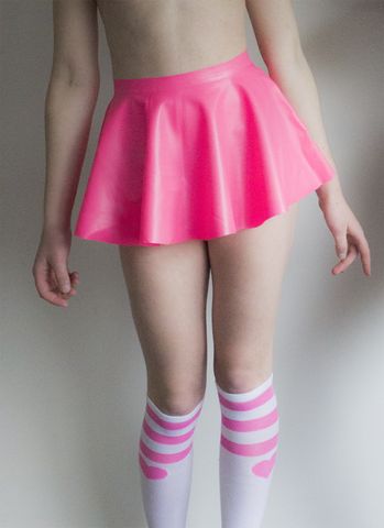 Pink latex skater skirt