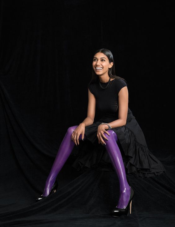 Purple latex stockings