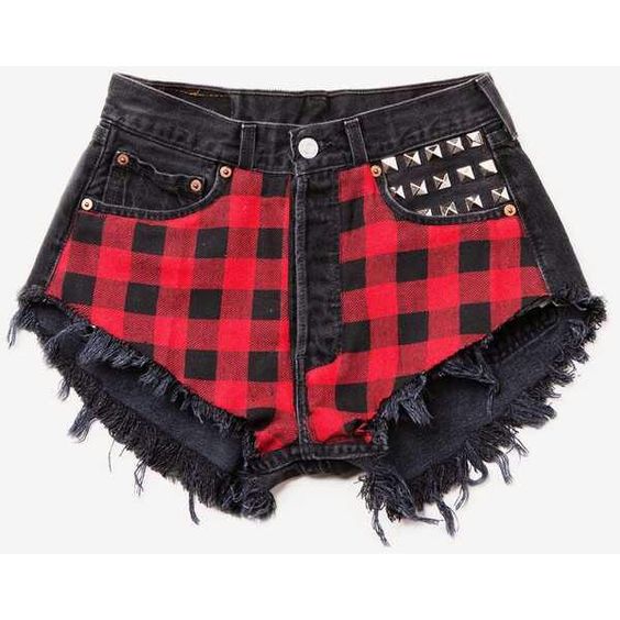 Shorts with studs and plaid