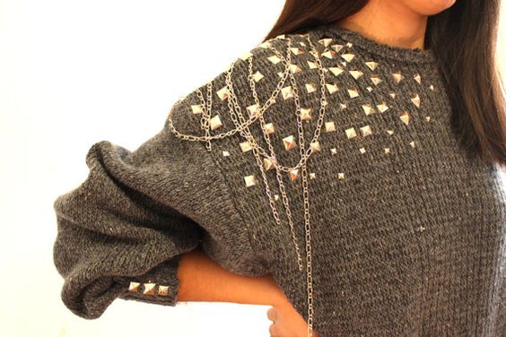 Studded chunky knit sweater