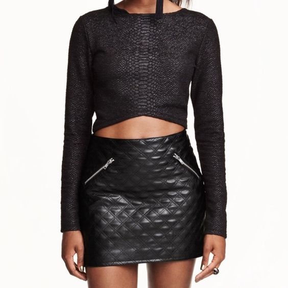 Quilted faux leather fabric skirt