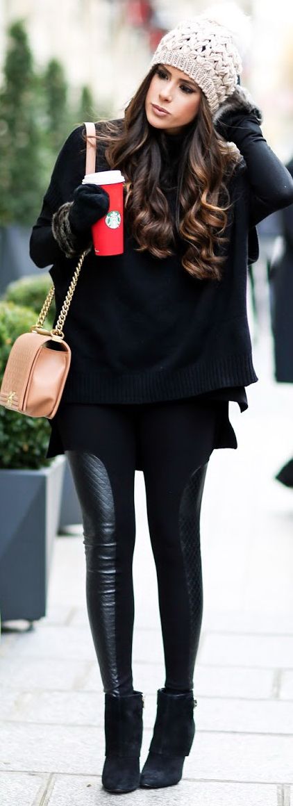 Leggings with quilted faux leather panels