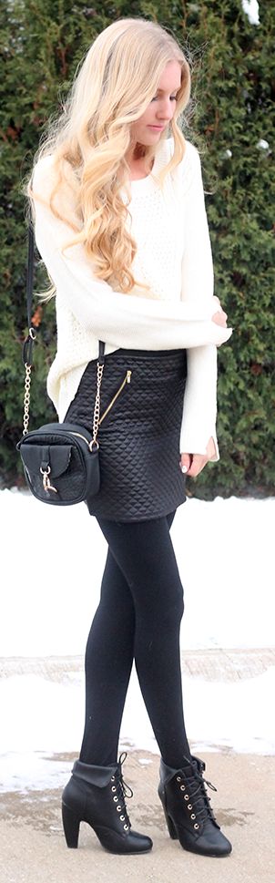 Quilted veggie leather mini skirt