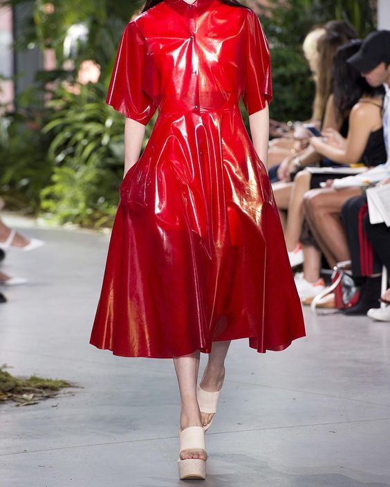 Red clear vinyl dress