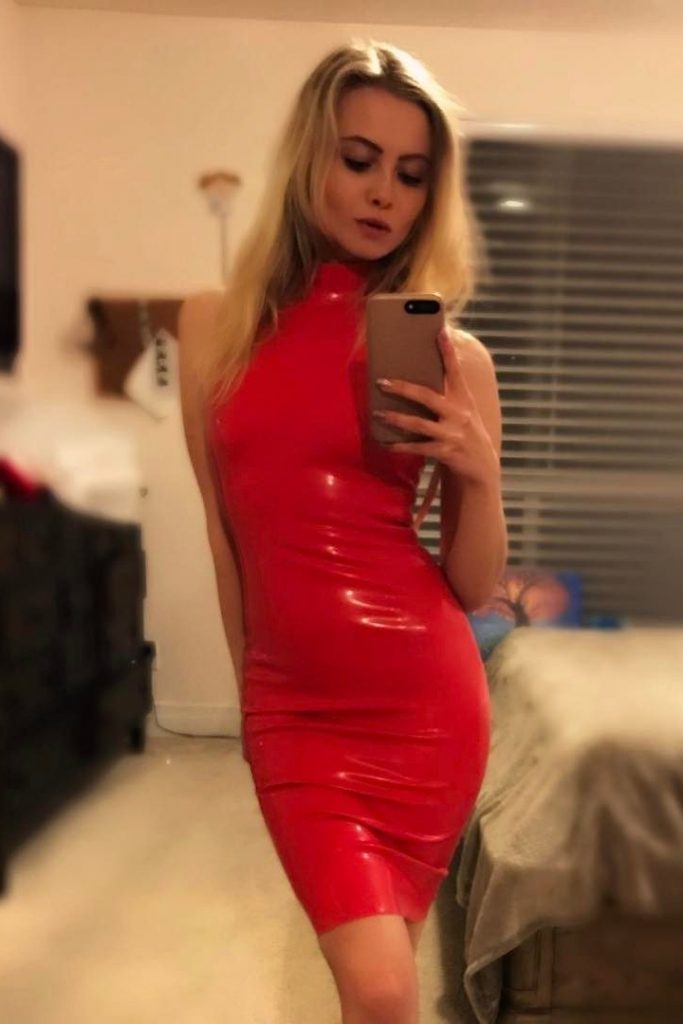 Red latex dress