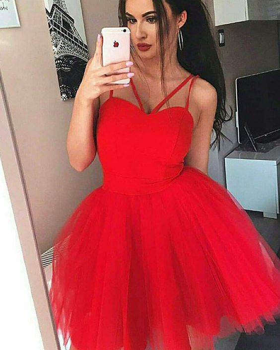 Red tulle dress with straps
