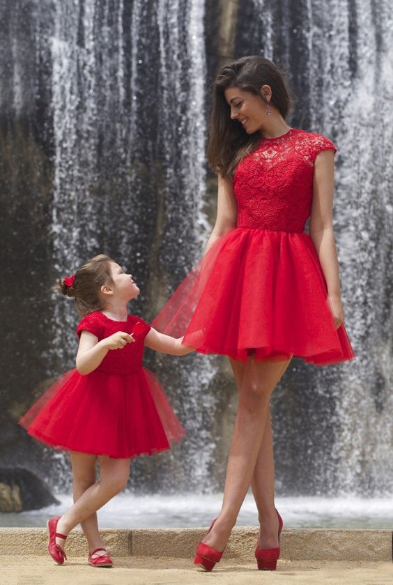 Red tulle mommy and me dresses
