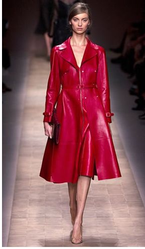Red veggie leather trench