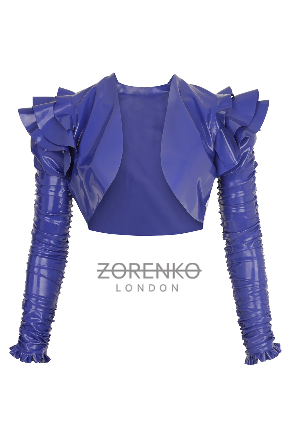 Royal blue latex bolero jacket