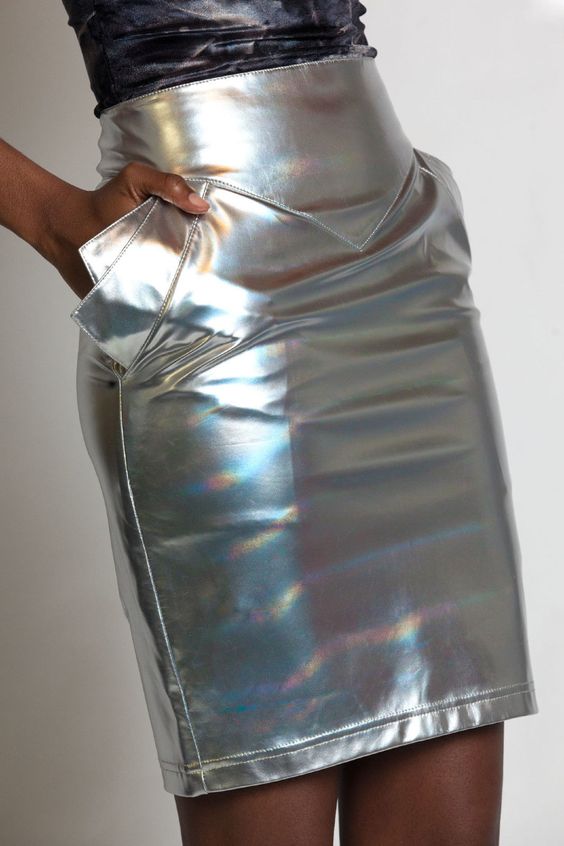 Silver PVC skirt