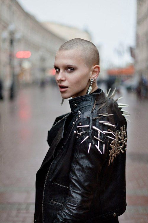 Faux leather jacket with spikes and studs