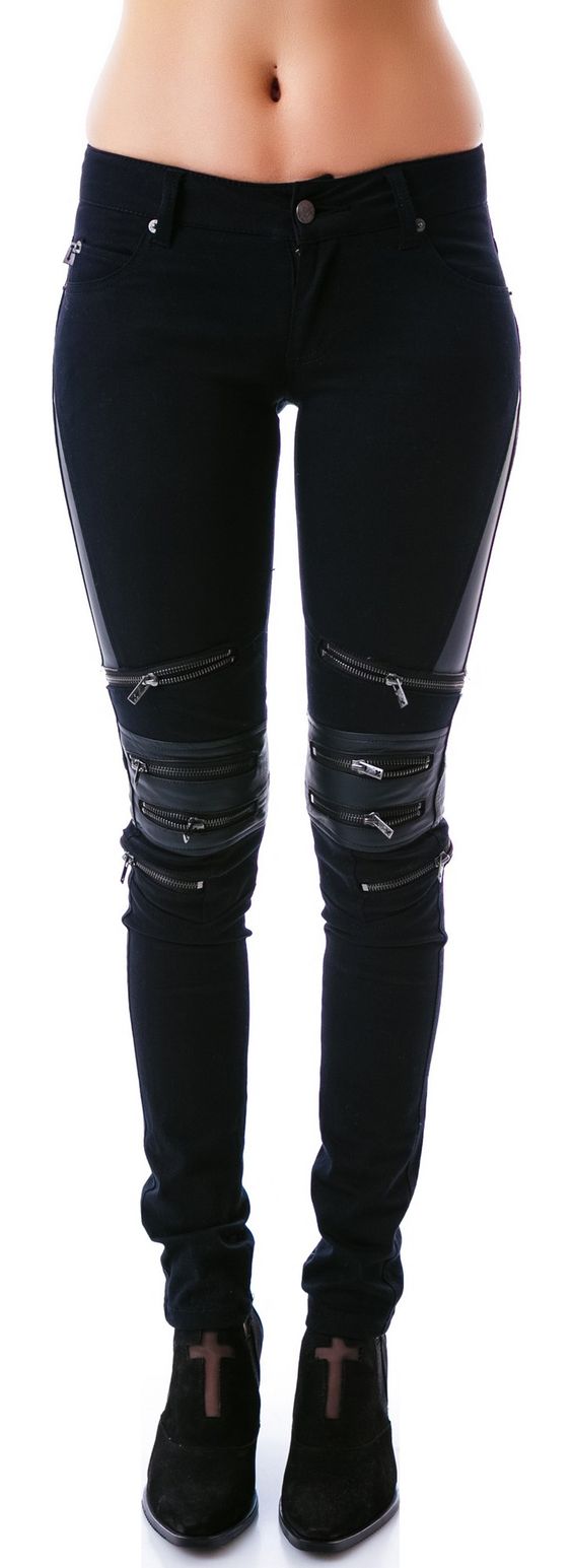 Protector jeans with knee zippers