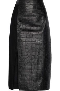 Midi skirt with snakeskin panel