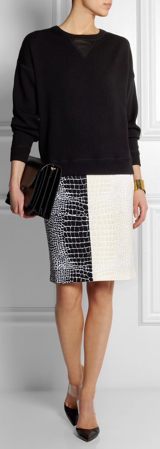 Black and white snakeskin skirt