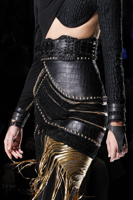 Black and gold skirt with snakeskin