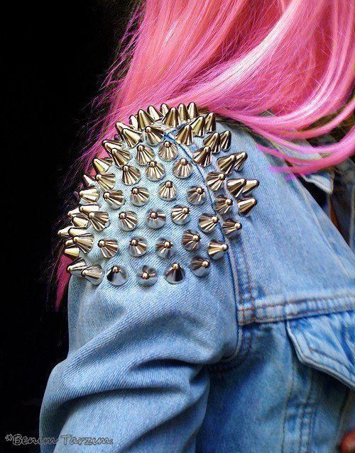 Denim jacket with spikes