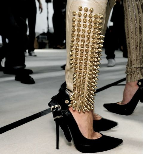 Gold pants with spikes