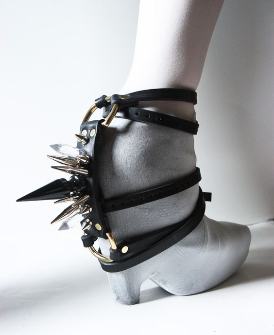 Spiked strap heels