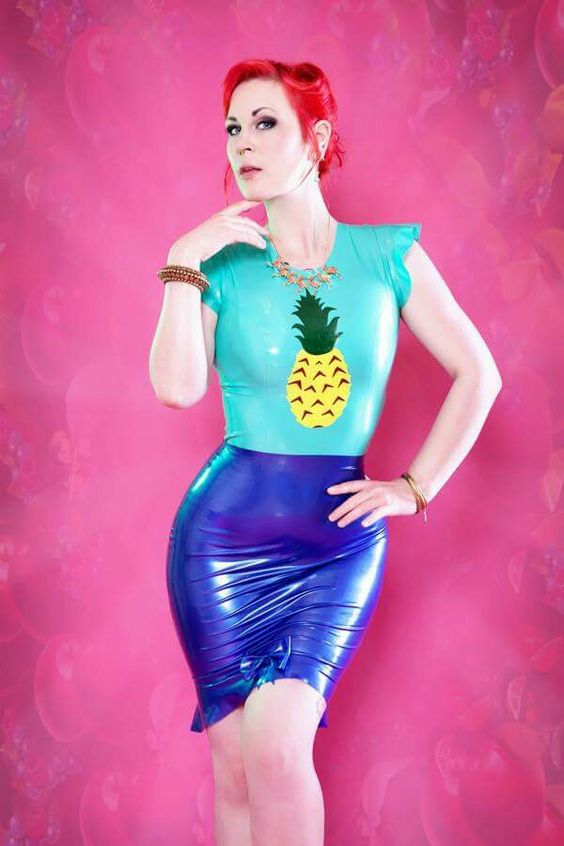 Colorful latex separates with pineapple applique