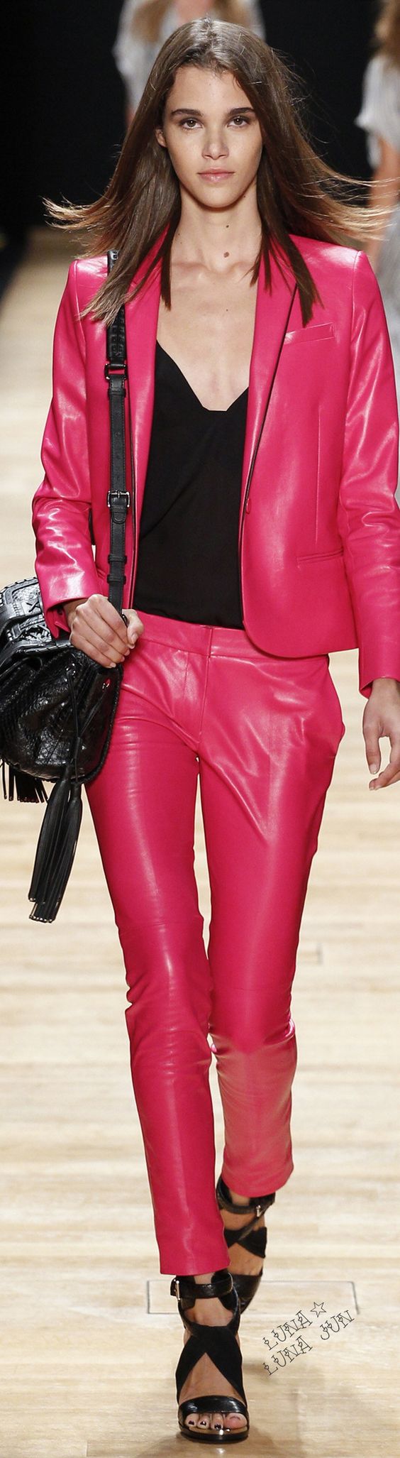 Pink vegan leather jacket and pants