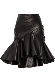 Balmain creative leather wrap skirt