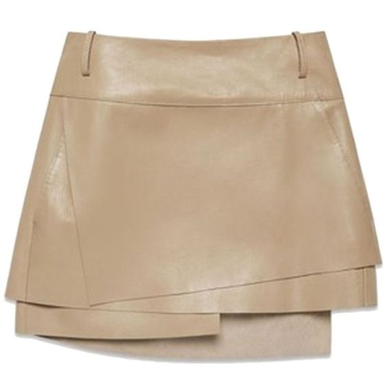 Tan faux leather panel skirt