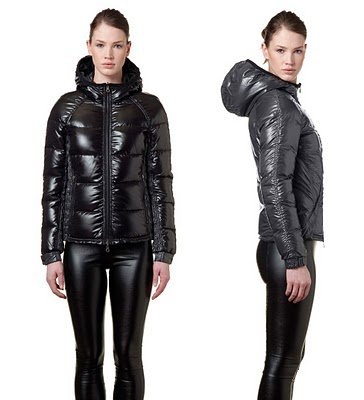 Vinyl down jacket and pleather jeans