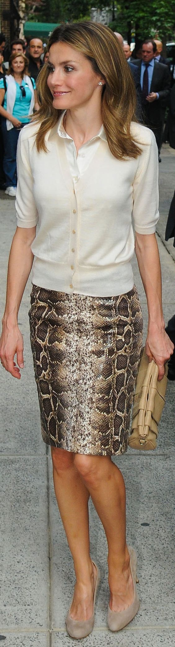 Snakeskin skirt worn by Princess Letizia