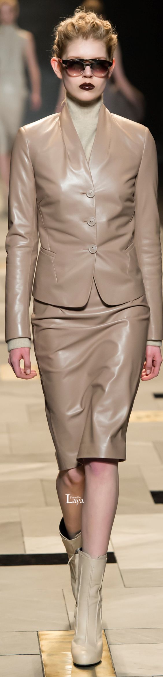 Tan vegan leather skirt and jacket