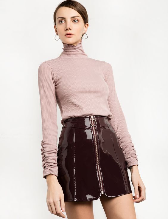 Vinyl skirt with zipper