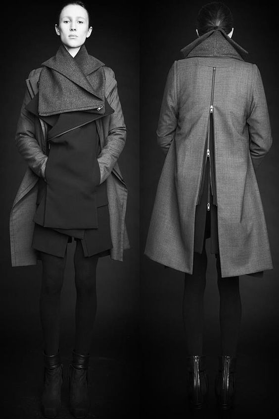Layered coat with zippers