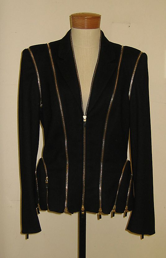 Black jacket with gold zippers