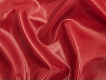 Metallic red latex material for fashion.