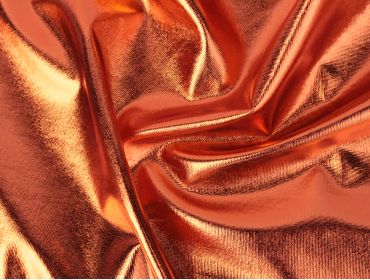 orange metallic spandex foil 4 way stretch fabric