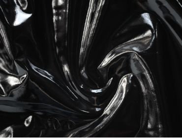 glossy stretch vinyl black fabric