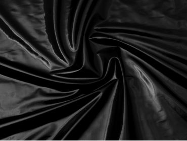 Shiny black vinyl fabric.