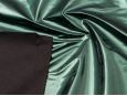 Black backing shown on top of shiny metallic green PVC vinyl fabric. thumbnail image.