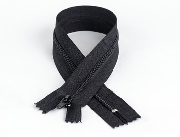 Black 9 inch non-separating nylon zipper.