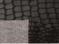 Grey backing shown on top of faux black crocodile print leather fabric. thumbnail image.